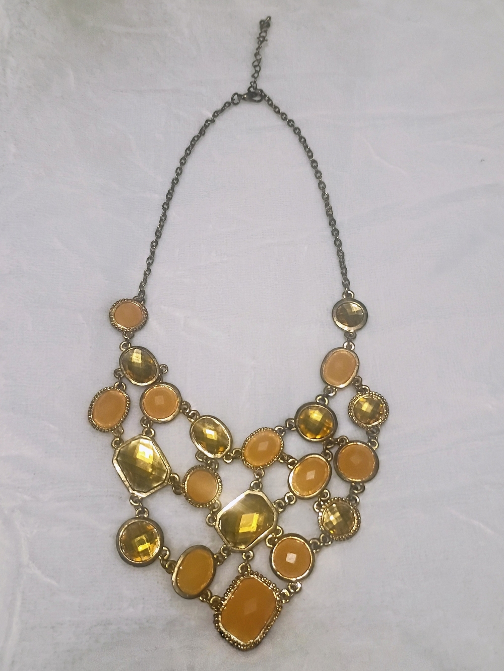 Gold-Tone Yellow Statement Bib Necklace - Women Jewelry